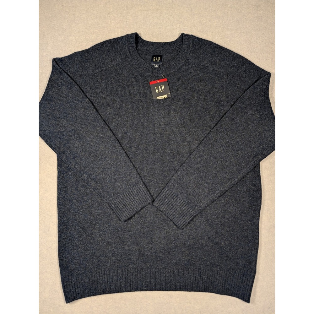 Gap Sweater Mens XL Blue Wool Blend Crewneck Knit NWT